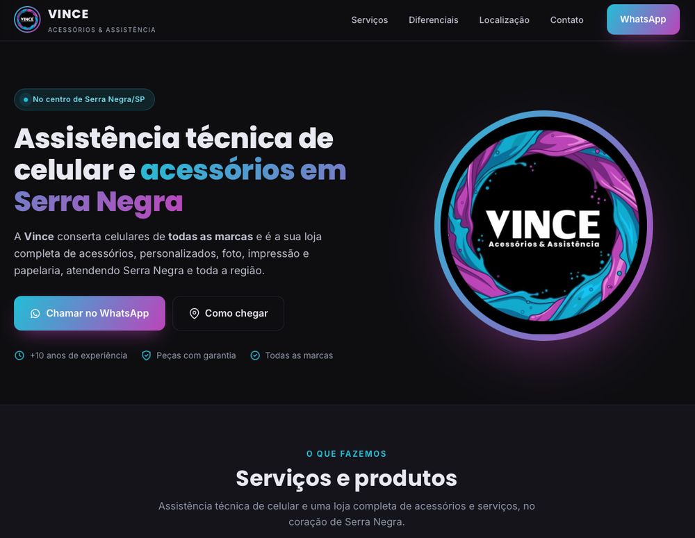 Exemplo de landing page entregue a um cliente